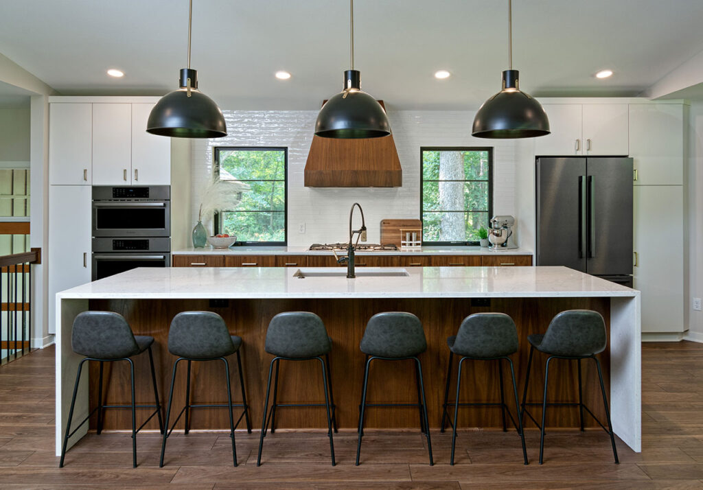 Kitchen with stools